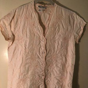 Embroidered silk/cotton blouse